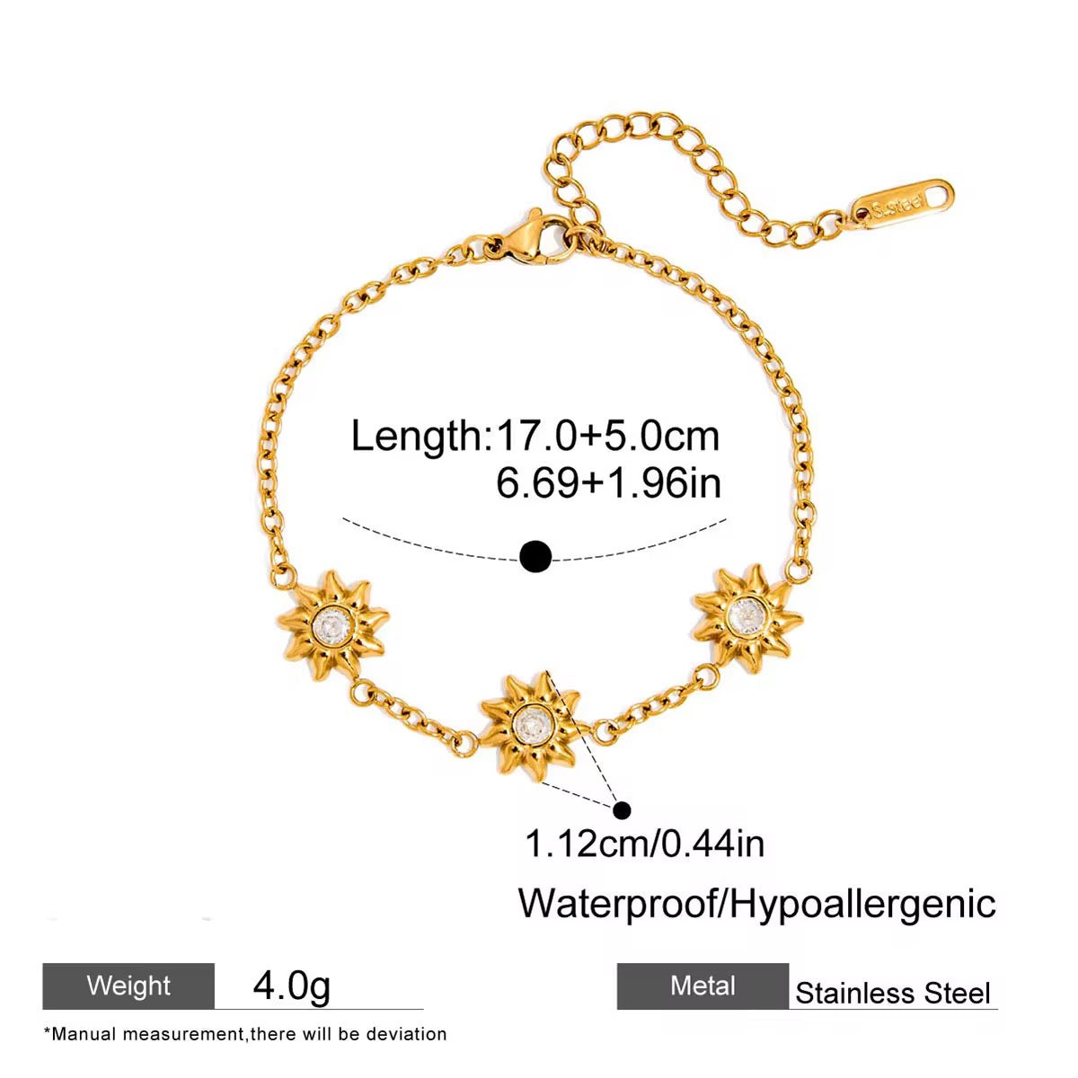 Gold 3 Star Bracelet