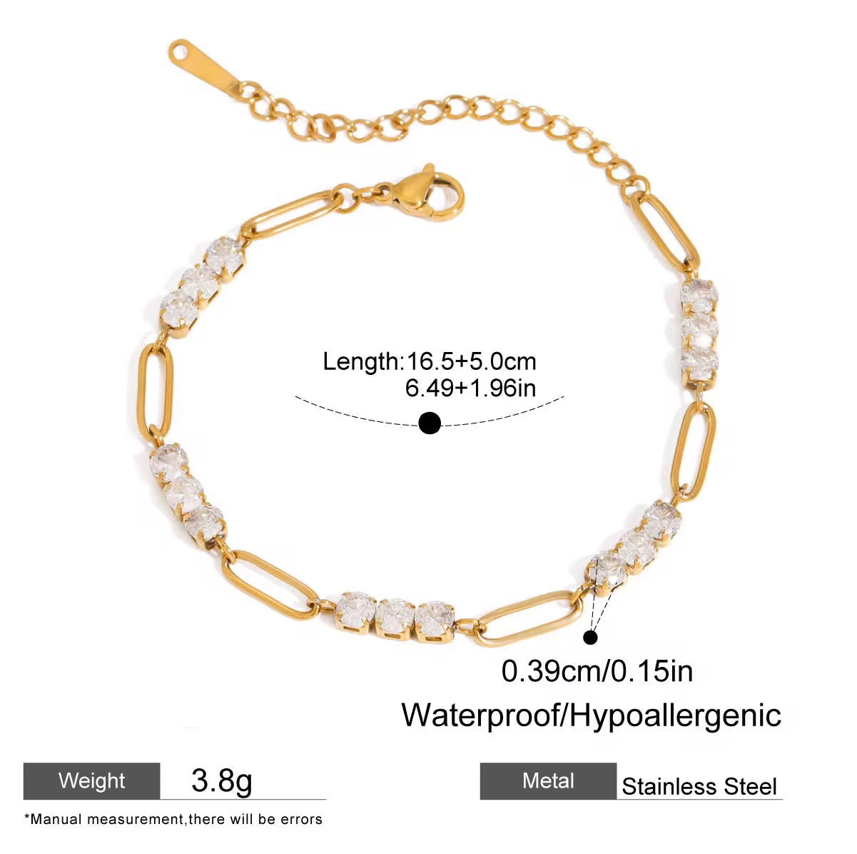 Link triple stone Bracelet